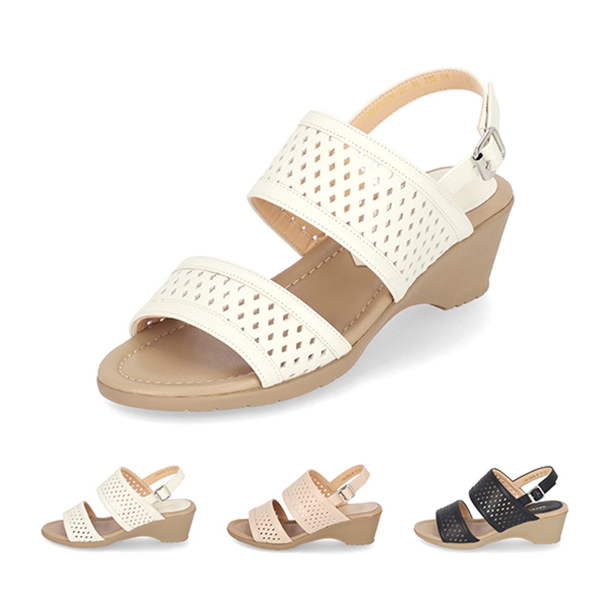 엘칸토(ELCANTO) 마쯔 여성 펀칭 디테일 샌들 5cm LCWW40M326