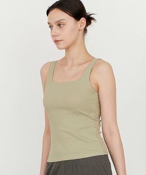 스퀘어넥 리브드 브라탑 - 그린