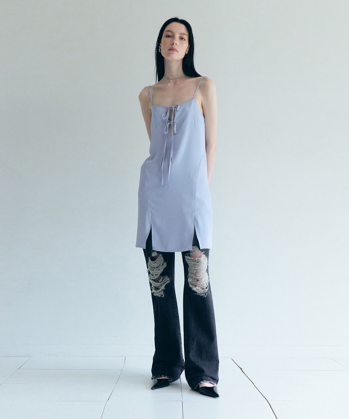 커렌트(CURRENT) STRAP MINI DRESS [LIGHT BLUE]