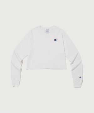 여성 보이프렌드 크롭 롱슬리브 티셔츠 White