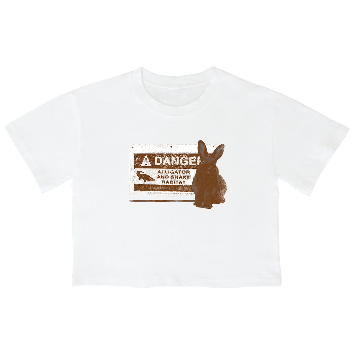 어썸어스(AWESOMEUS) (23SS)DANGER RABBIT BROWN 크롭 반팔 티셔츠 화이트