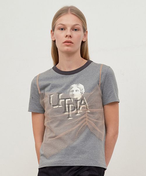 ★KIRSH★ Collection Rework Graphic T-Shirt Melange Grey MUSINSA | KIRSH Collection Rework Graphic T-Shirt [Dark Gray]