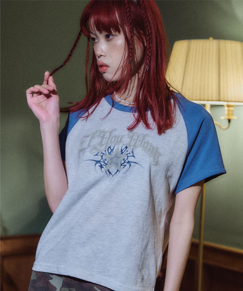Haze star Raglan TEE skyblue