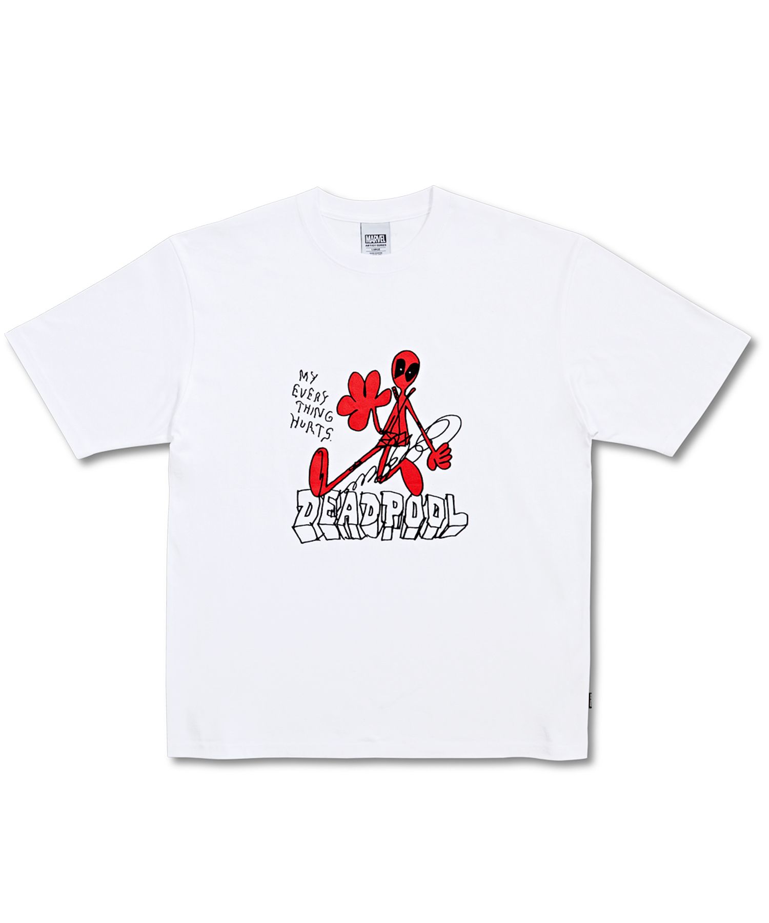 【YESEYESEE】Y.E.S x Deadpool Hurts Tee White★関税込★ 예스아이씨(YESEYESEE) Y.E.S x Deadpool Hurts Tee White