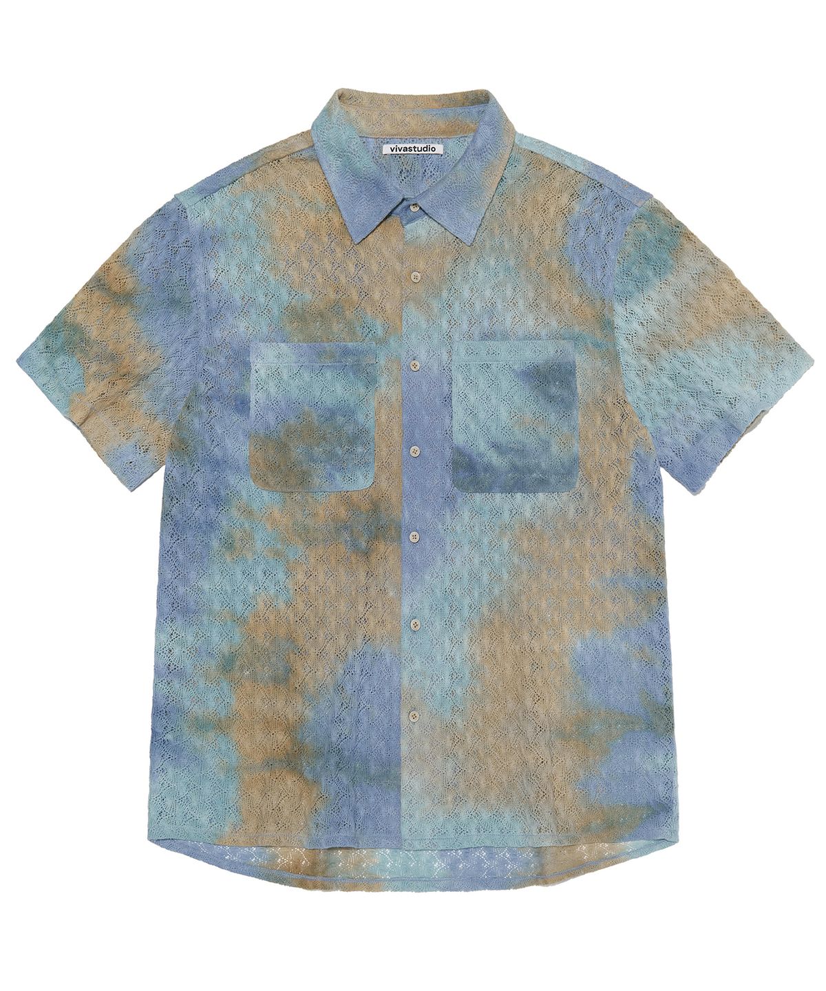 비바스튜디오(VIVASTUDIO) DYEING KNITTED HALF SHIRT [MULTI BLUE]