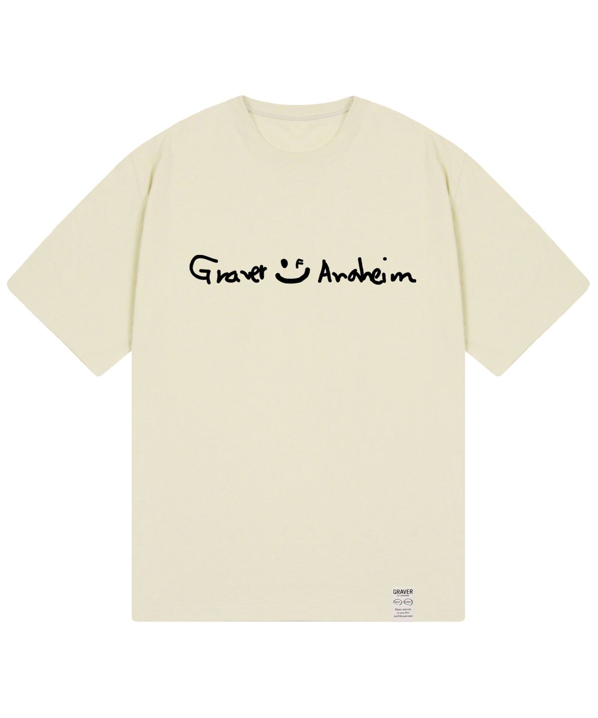 그레이버(GRAVER) [UNISEX]드로잉 로고 드로잉스마일 반팔티_샌드베이지