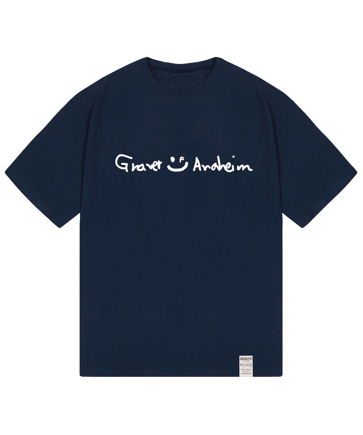 그레이버(GRAVER) [UNISEX]드로잉 로고 드로잉스마일 반팔티_네이비