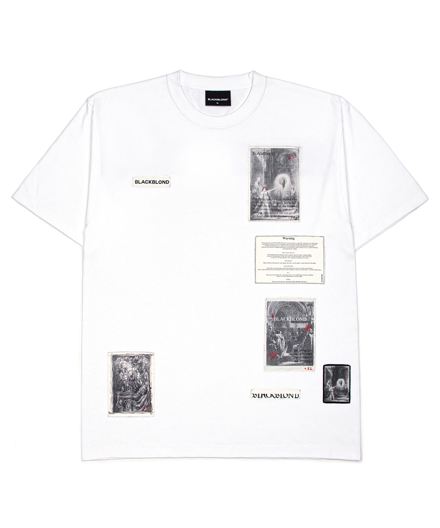 MUSINSA | BLACKBLOND Vivid Renaissance Patch T-Shirt (White)