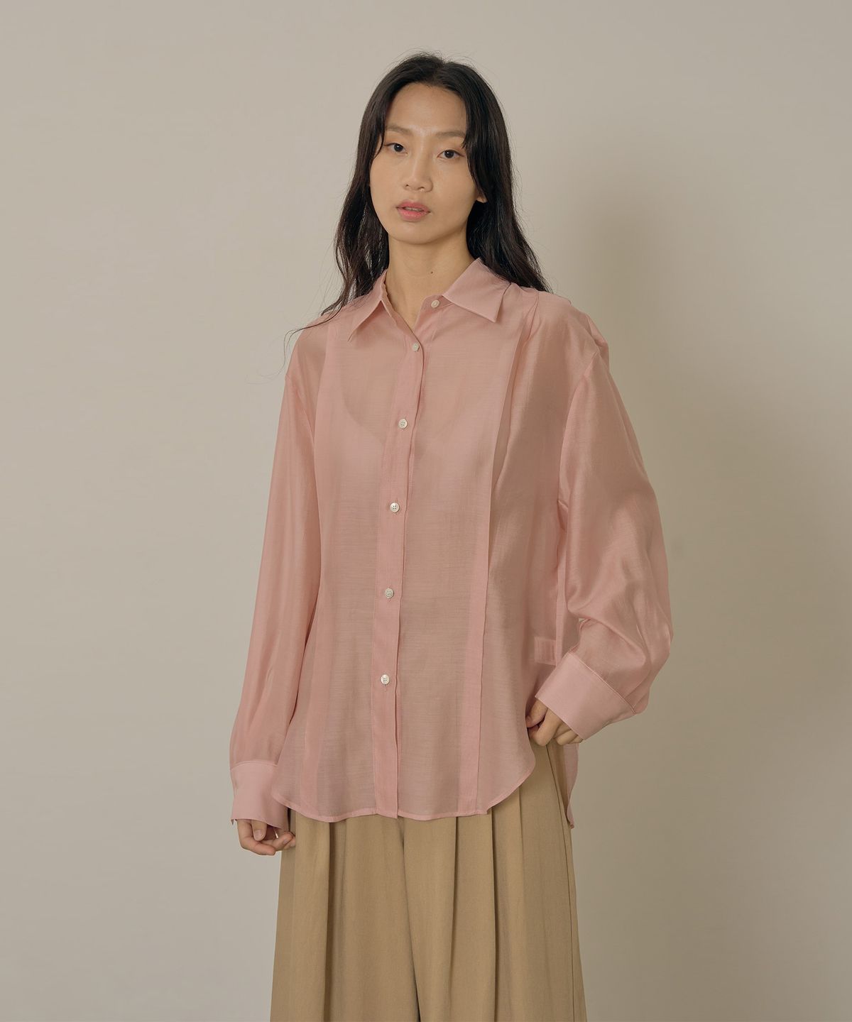 네벨에브리웨어(NEBELEVERYWEAR) Tencel soft shirt_pink