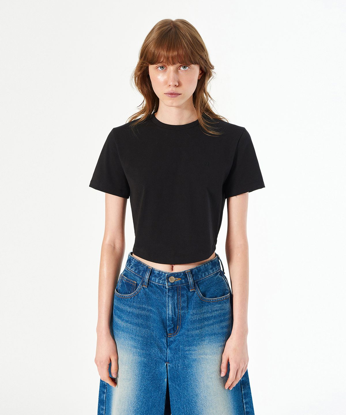 다이애그널(DIAGONAL) RECYCLED ROUND FRONT TEE (black)