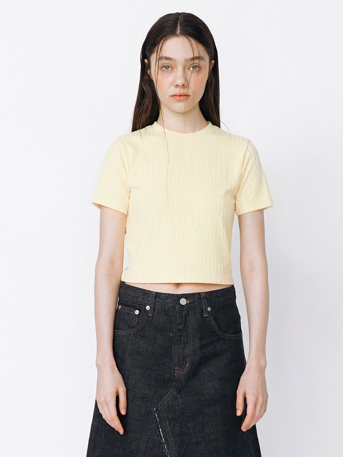 민더리(MEENDERI) BASIC PATTERN T-SHIRT - YELLOW