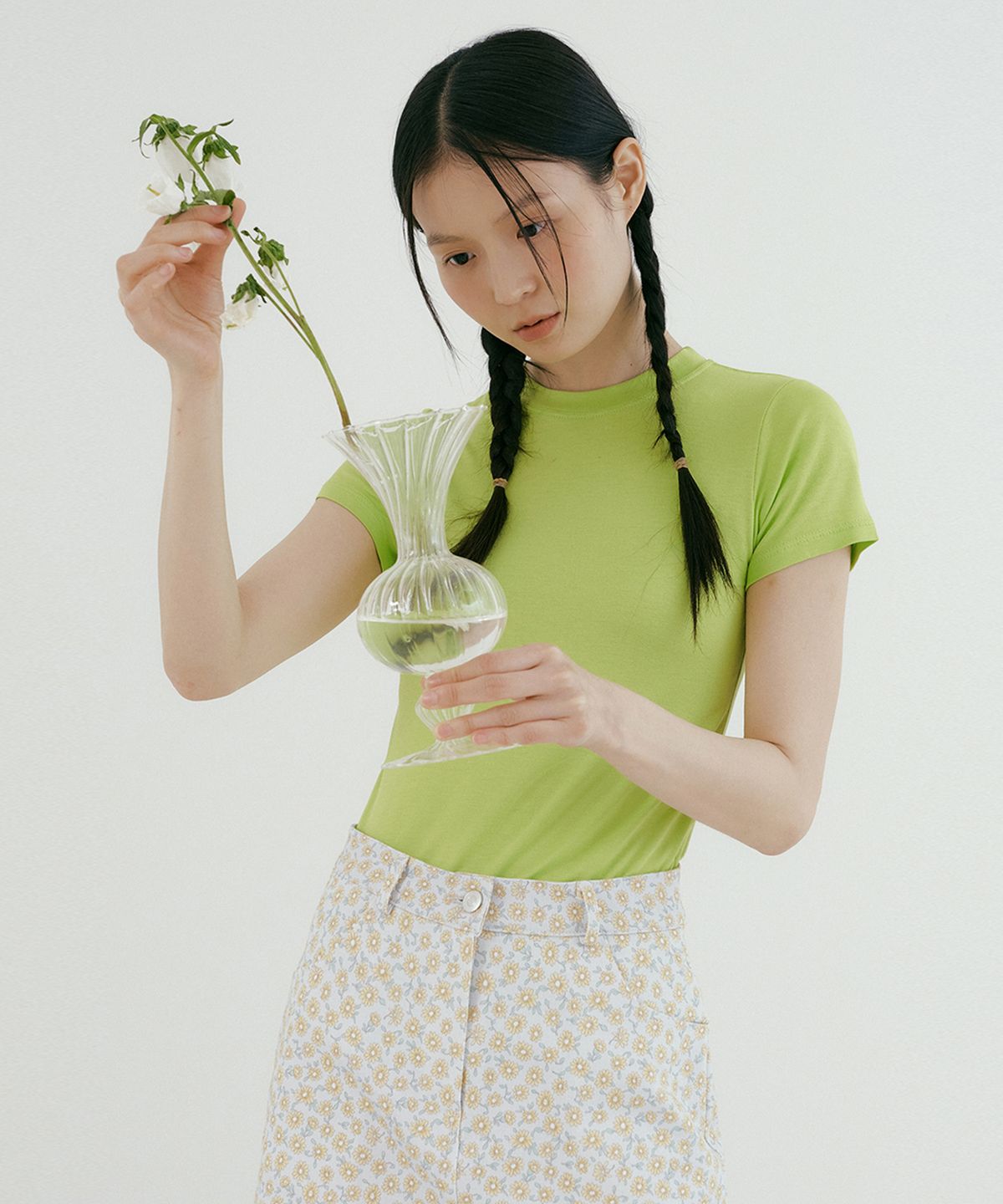 리올그(REORG) TIR BASIC T-SHIRTS YELLOW GREEN