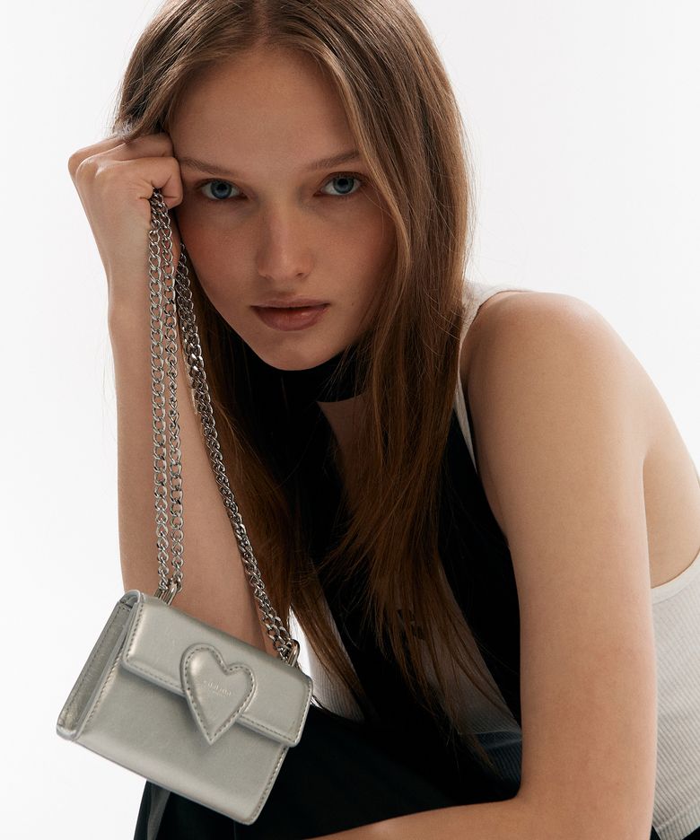 TWIST HEART MICRO BAG(SILVER GLASS)