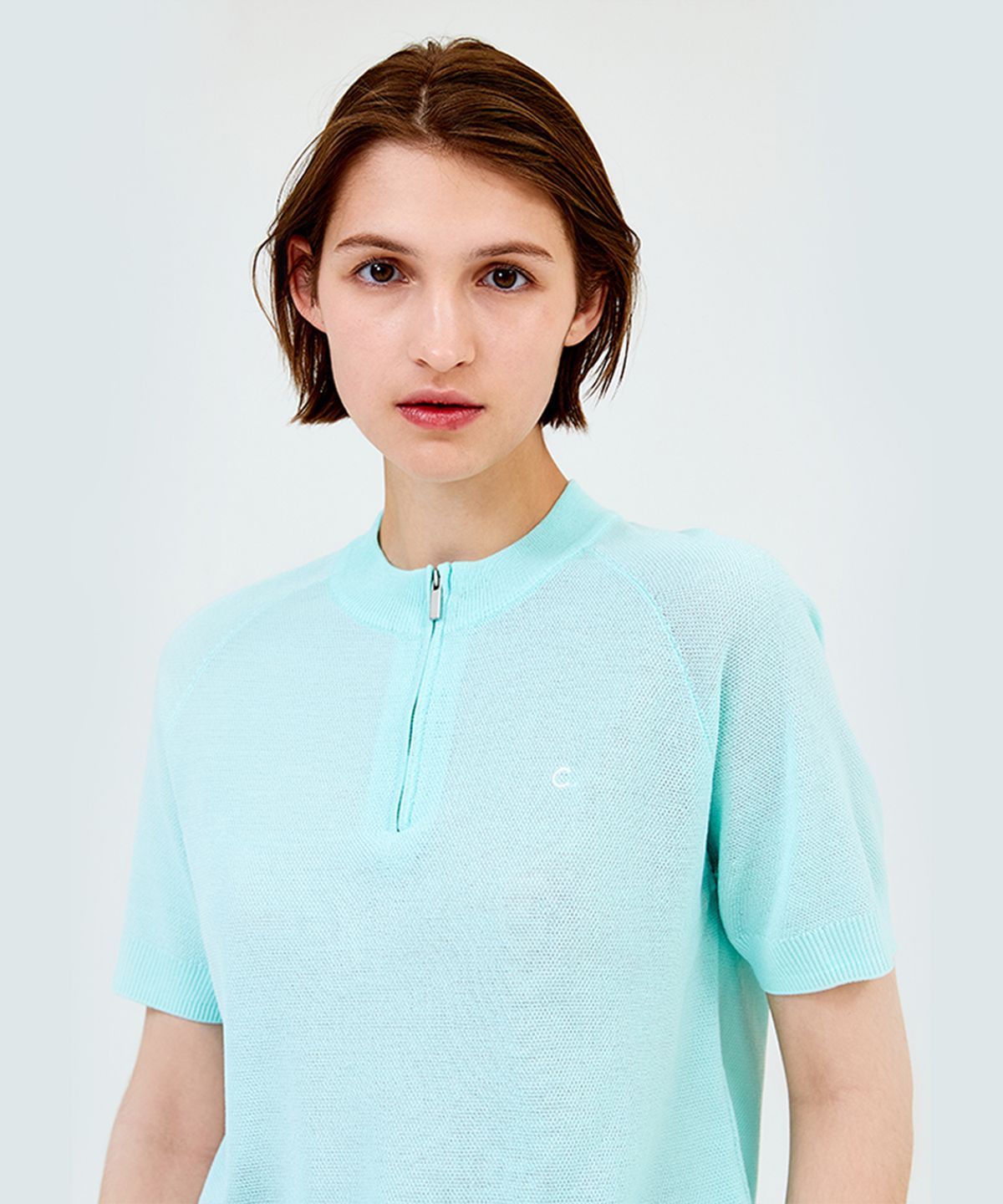 클로브(CLOVE) [23SS clove] Half Zip-up Knit (Mint)