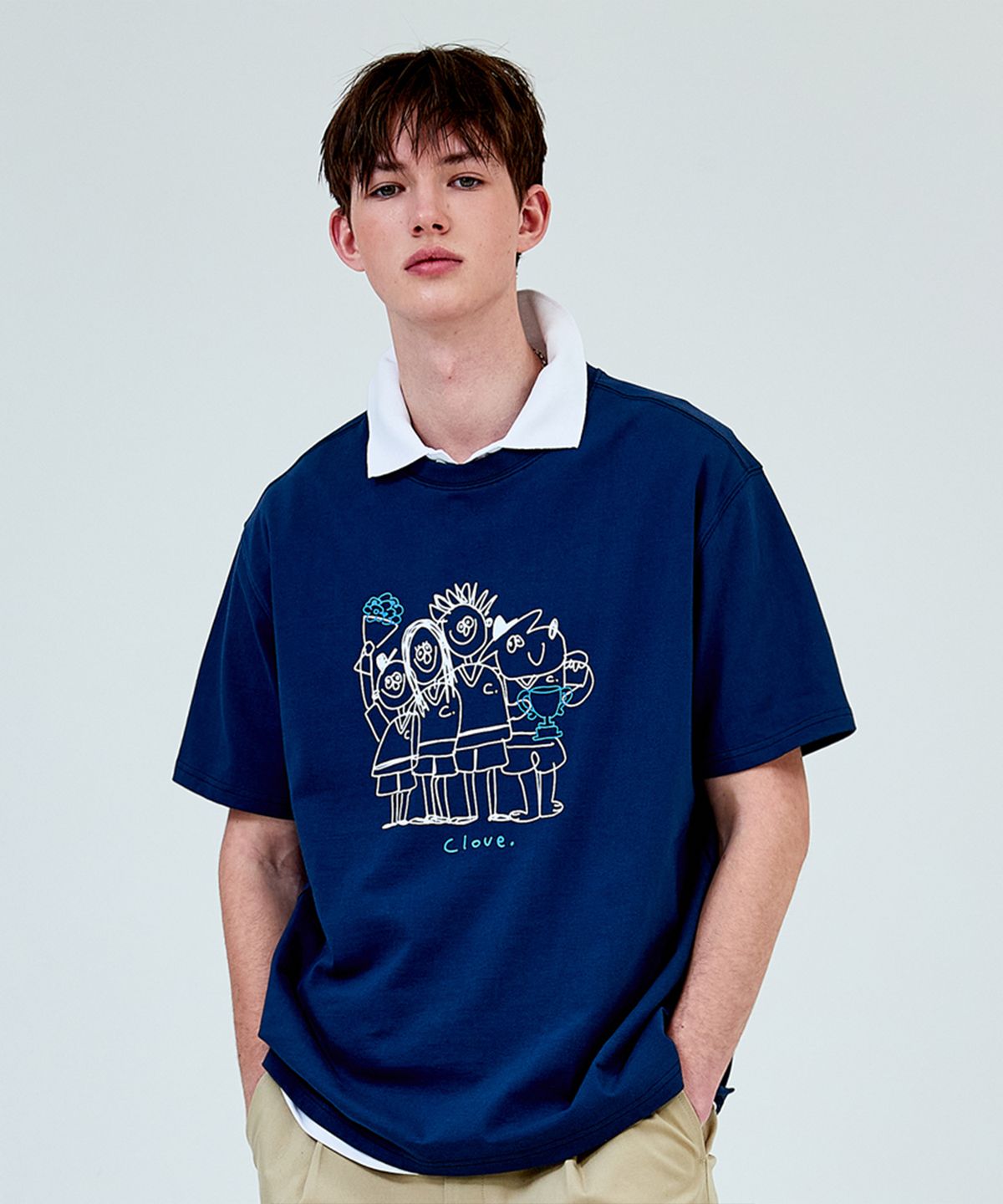 클로브(CLOVE) [23SS clove] Crew Graphic T-shirt (Navy)