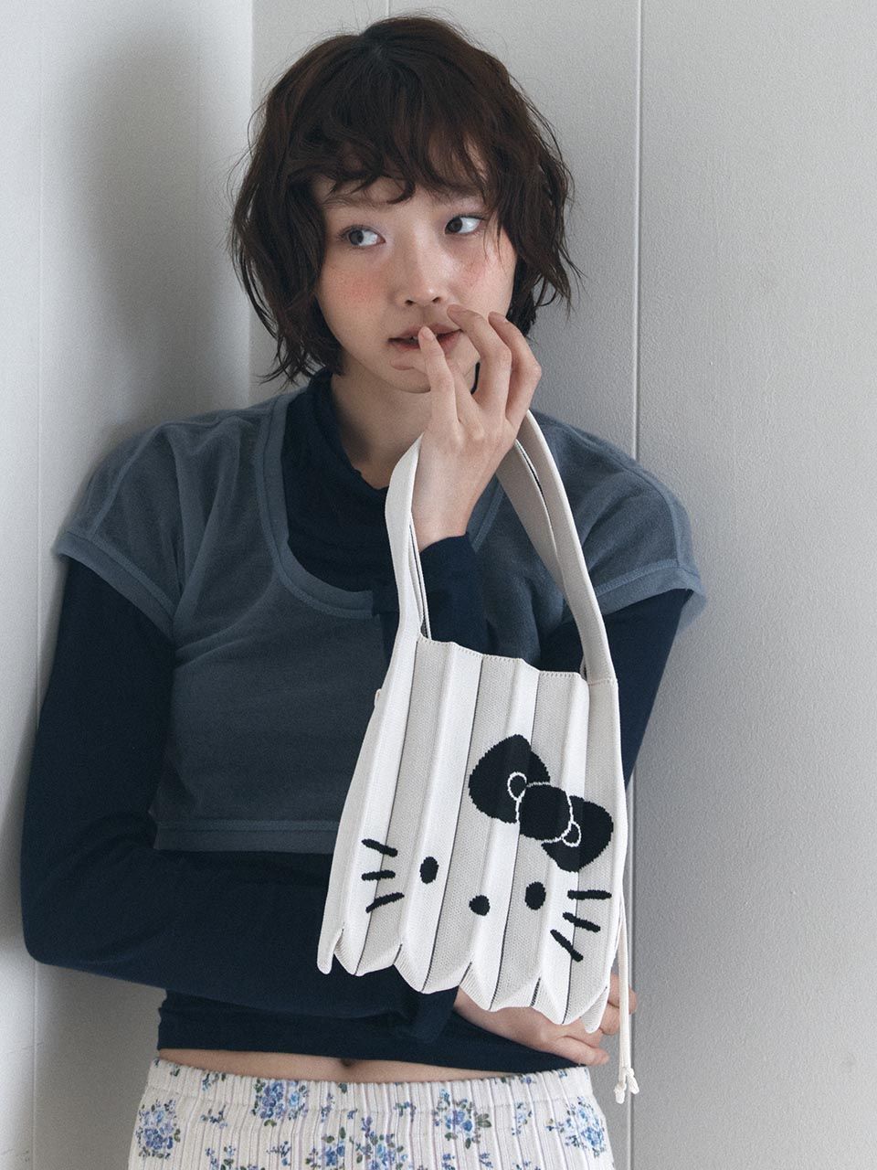 MUSINSA | JOSEPH AND STACEY Lucky Pleats Knit S Hello Kitty