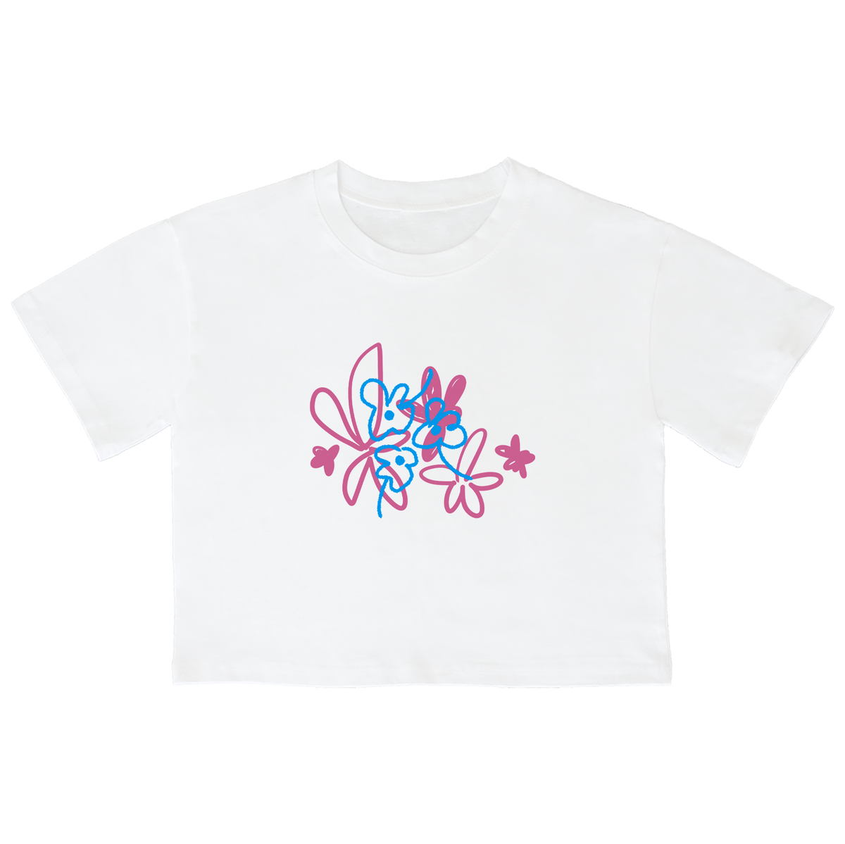 어썸어스(AWESOMEUS) (23SS)DRAWING FLOWER 크롭 반팔 티셔츠 화이트