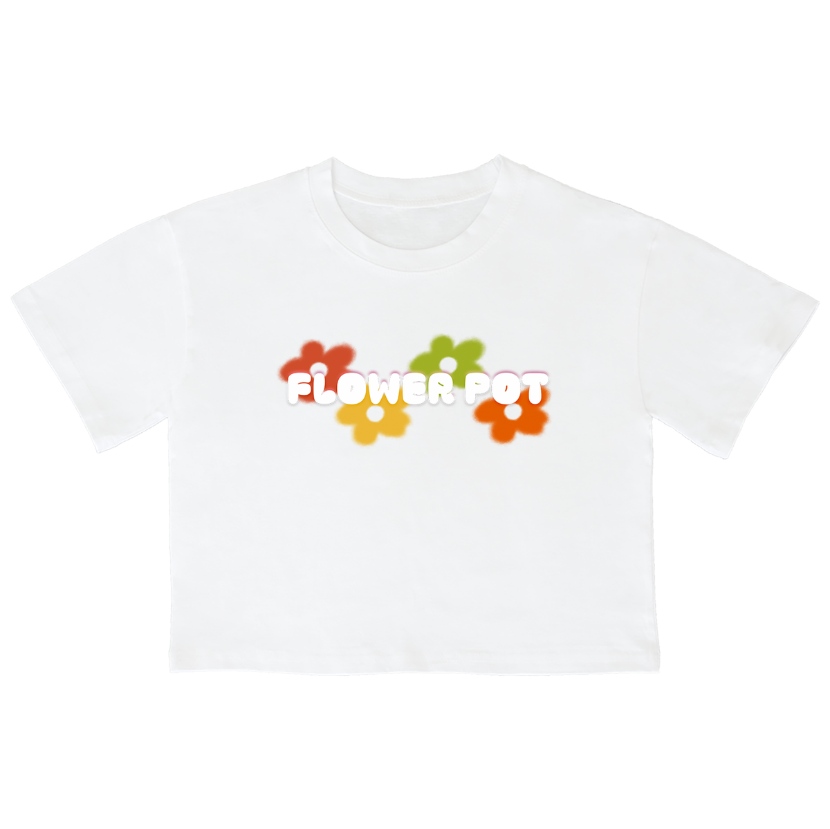 어썸어스(AWESOMEUS) (23SS)FLOWER POT SPRING 크롭 반팔 티셔츠 화이트