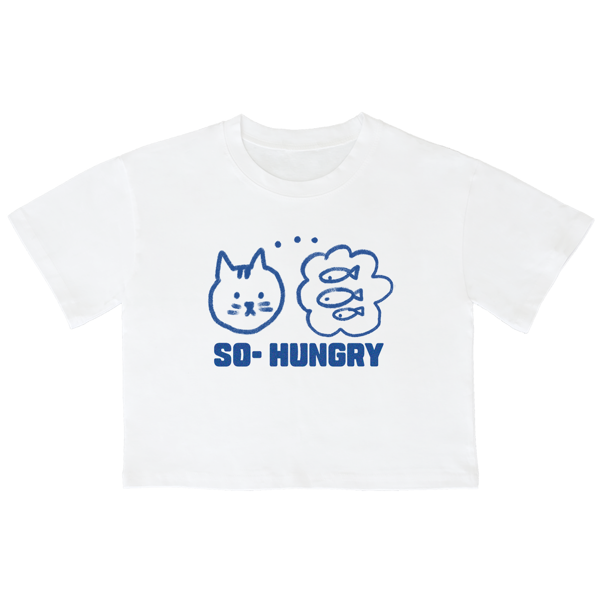 어썸어스(AWESOMEUS) (23SS)HUNGRY CAT 크롭 반팔 티셔츠 화이트