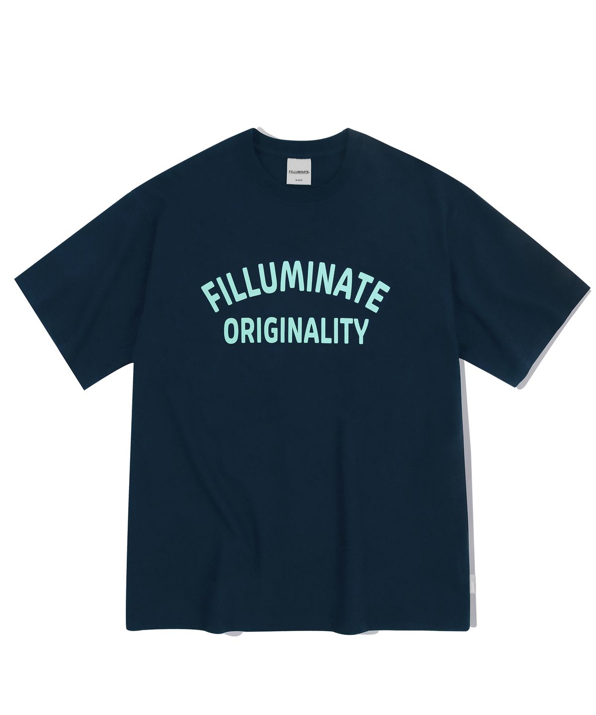 필루미네이트(FILLUMINATE) 오버핏 오리지널리티 아치 티셔츠-네이비