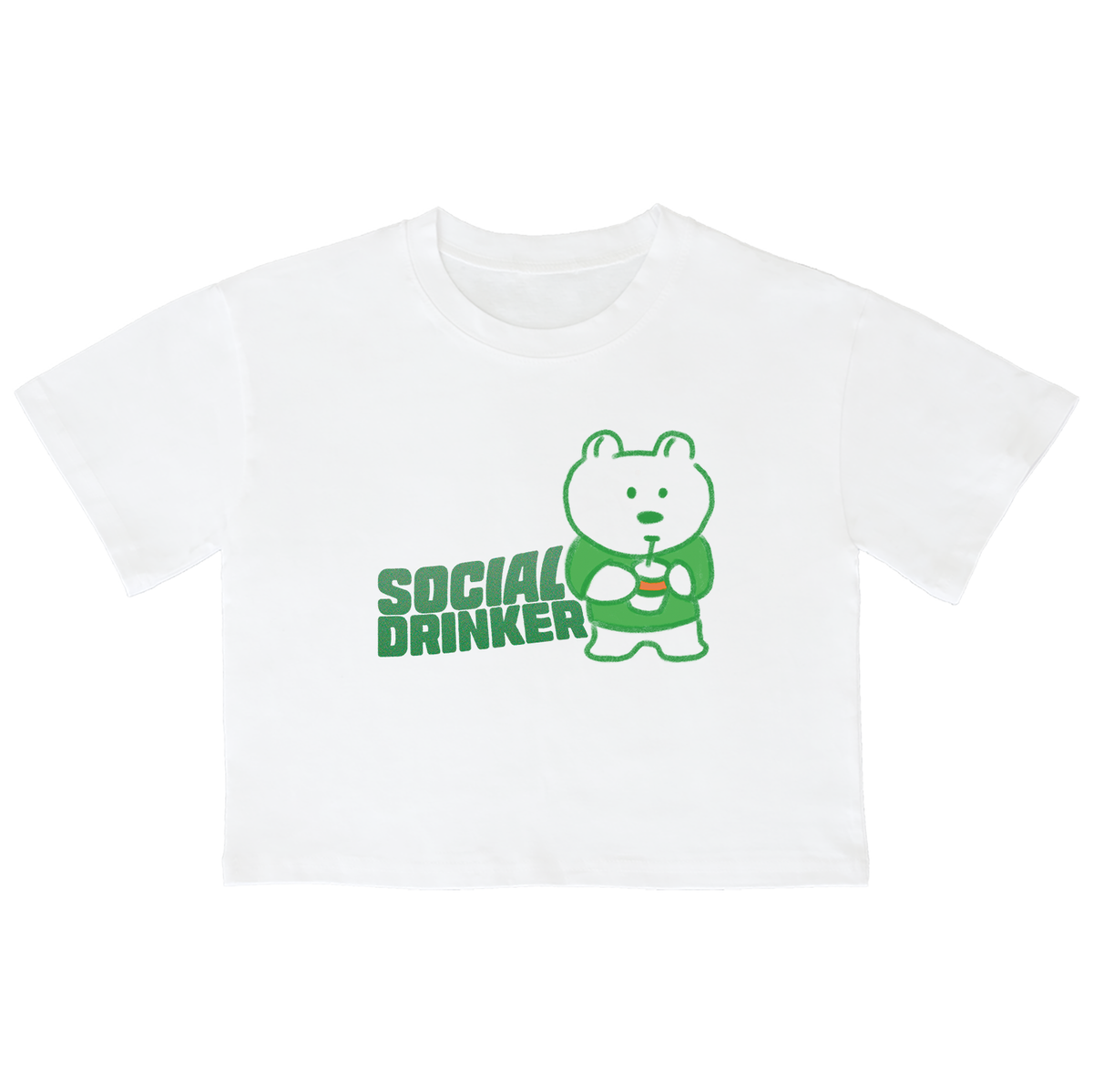 어썸어스(AWESOMEUS) (23SS)SOCIAL DRINK 크롭 반팔 티셔츠 화이트
