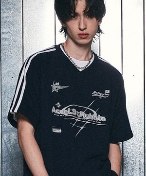 루바토 브이넥 반팔 티셔츠 네이비