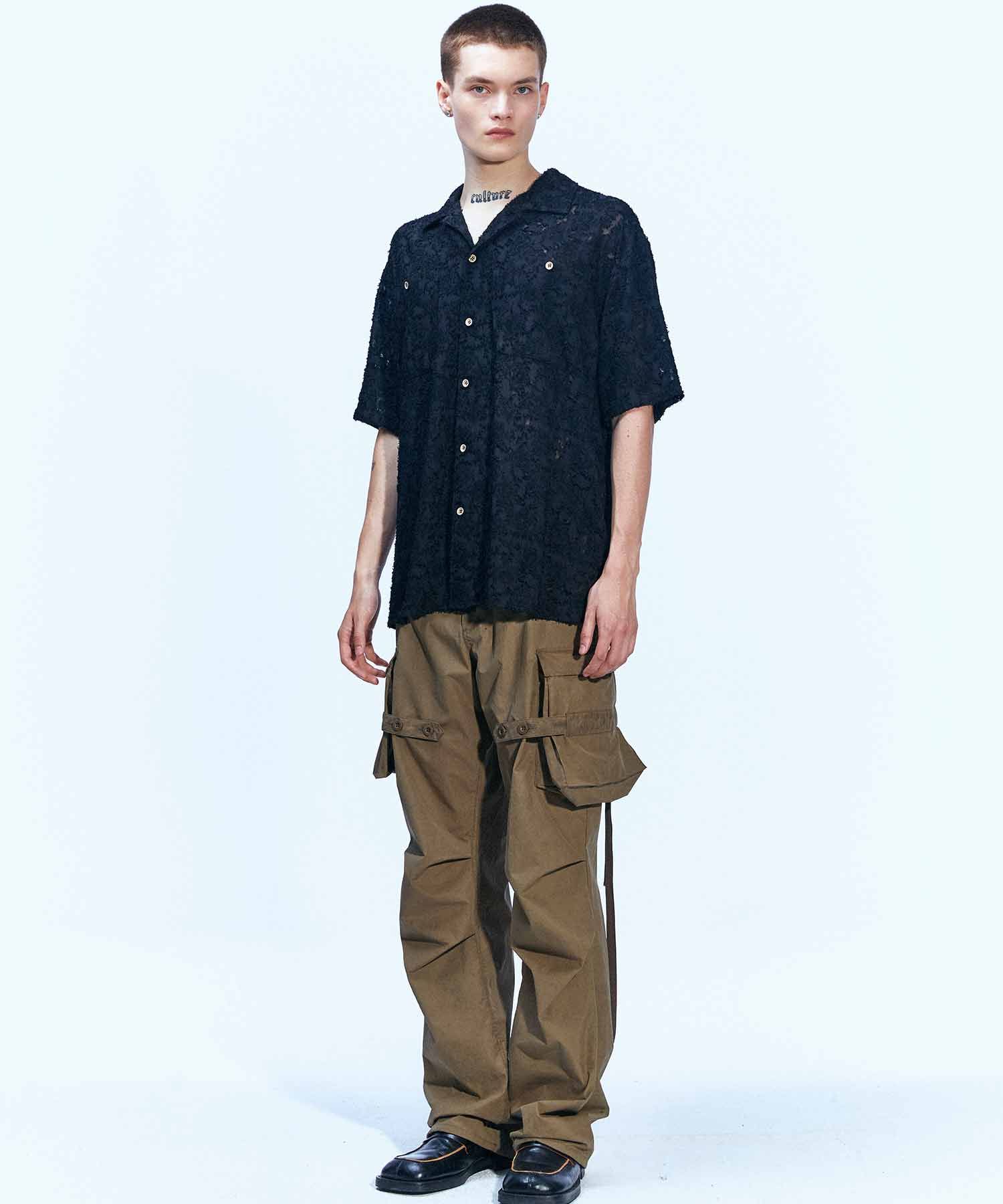 MUSINSA | ANDERSSON BELL Bali sheer open collar shirt atb843m (BLACK)