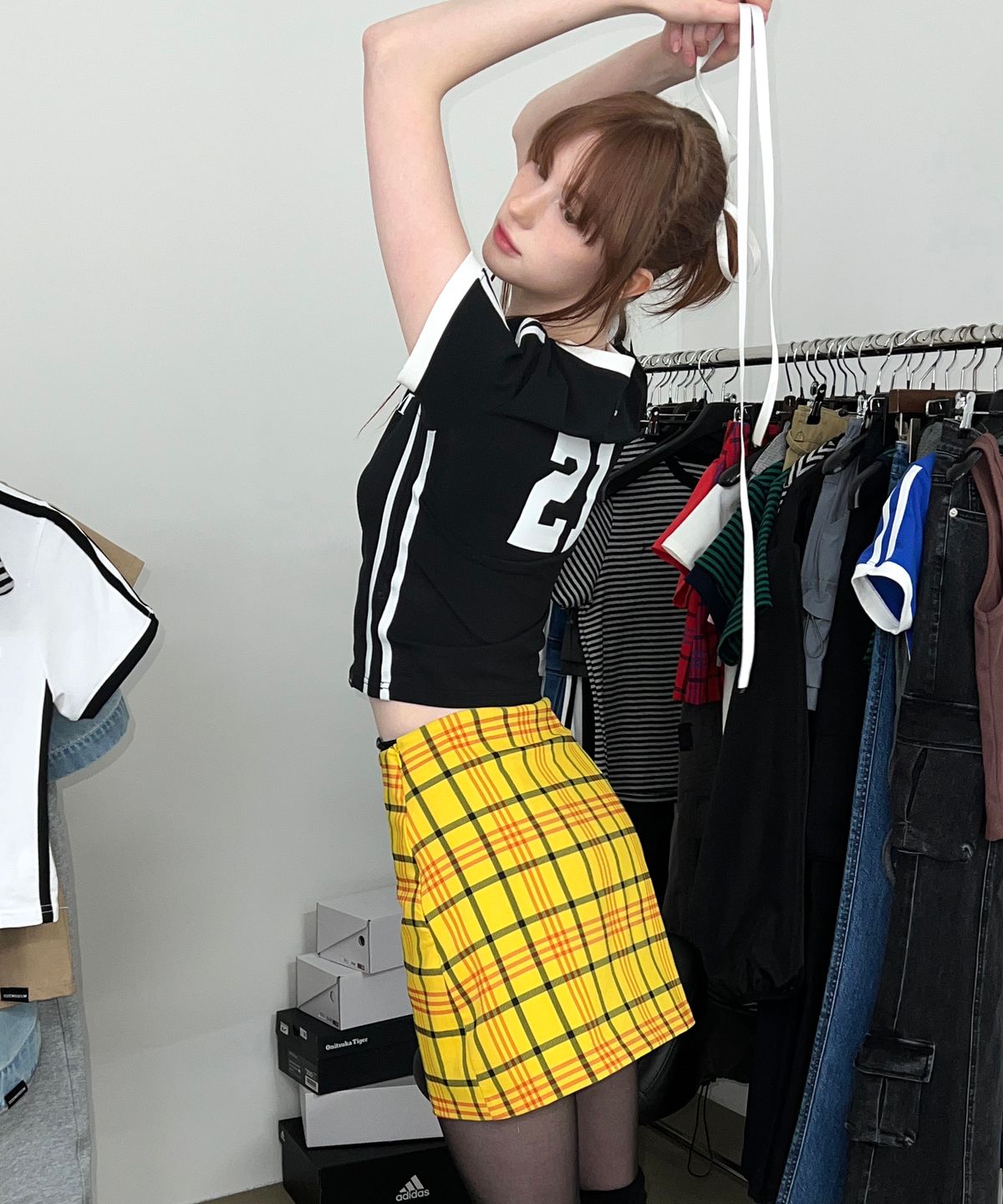 지제뮤지엄(ZIZEMUSEUM) ORIGINAL MINI CHECK SKIRT (YELLOW)