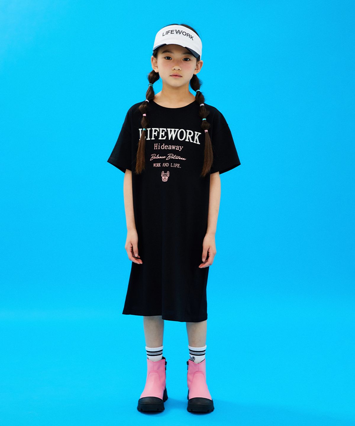 라이프워크 키즈(LIFEWORK KIDS) 키즈) 글리터 로고 뒷트임 원피스