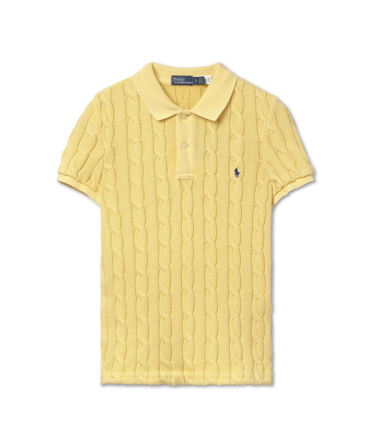 폴로 랄프 로렌(POLO RALPH LAUREN) W 슬림핏 케이블 니트 폴로 셔츠 - 옐로우