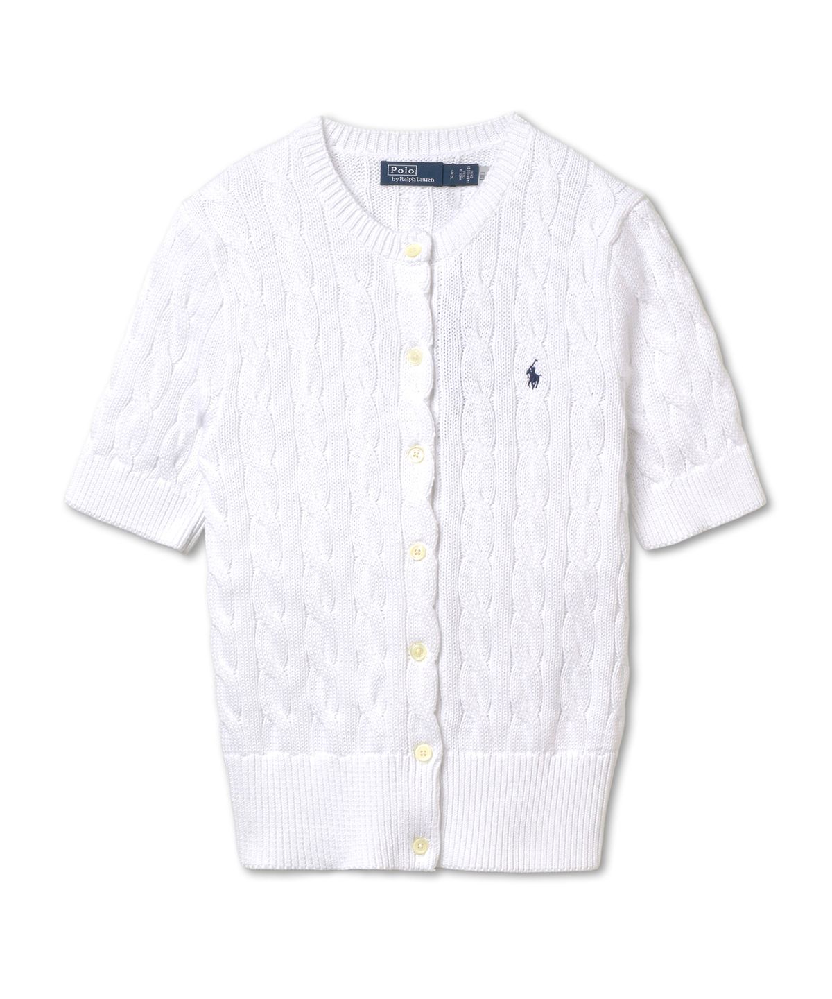 폴로 랄프 로렌(POLO RALPH LAUREN) W 케이블 니트 숏 슬리브 카디건 - 화이트