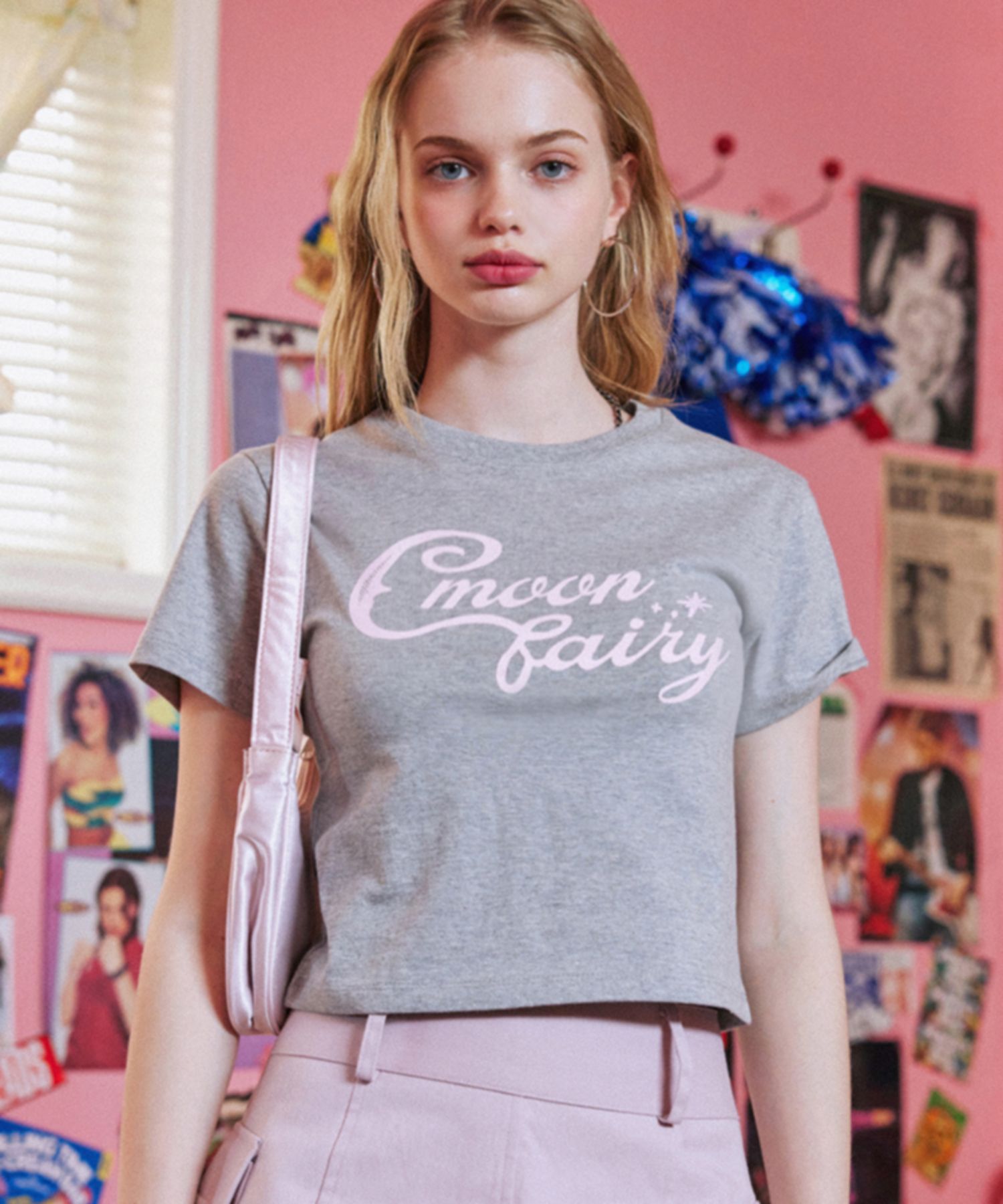 ♥ MOON FAIRY ♥MF FAIRY LINE CROP TEE MUSINSA | MOON FAIRY MF MOON LOGO CROP TEE-GRAY
