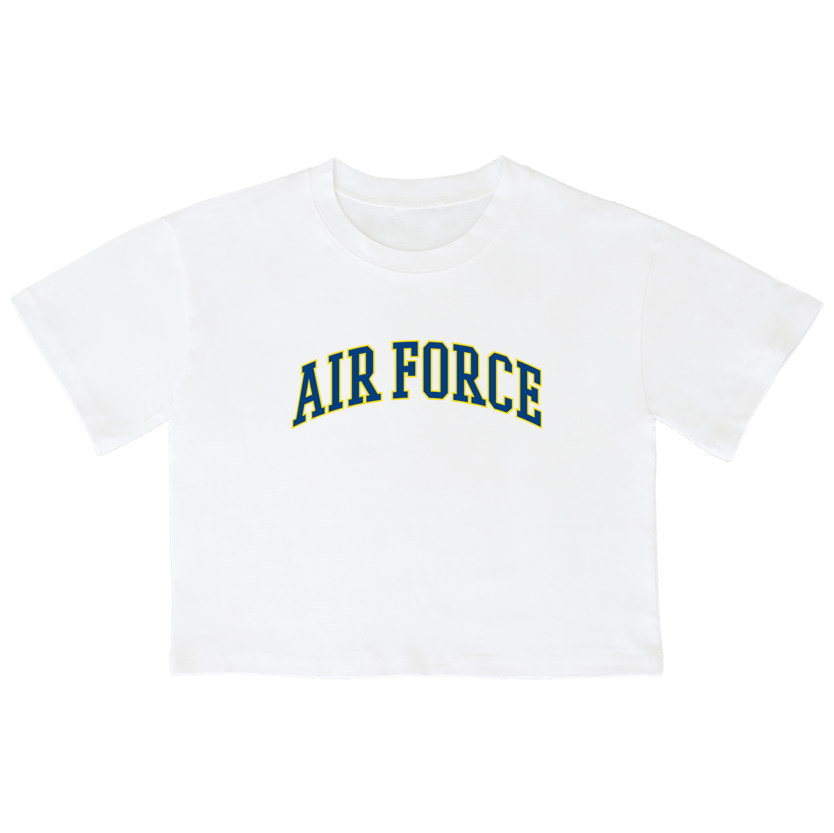 어썸어스(AWESOMEUS) (23SS)AIRFORCE YELLOW BLUE 크롭 반팔 티셔츠 화이트