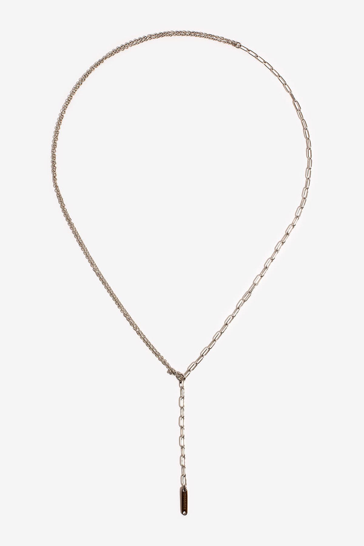 모드곤(MODGONE) 실버톤 더블체인 목걸이 Silvertone Double Chain Necklace