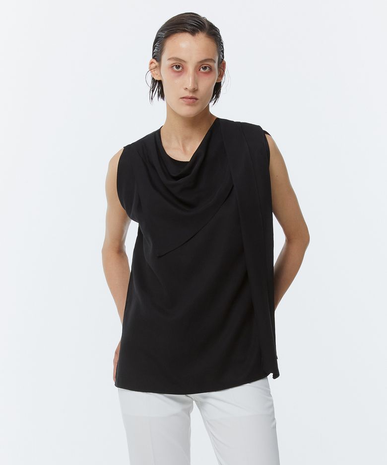 DRAFFED SLEEVELESS TOP BLACK