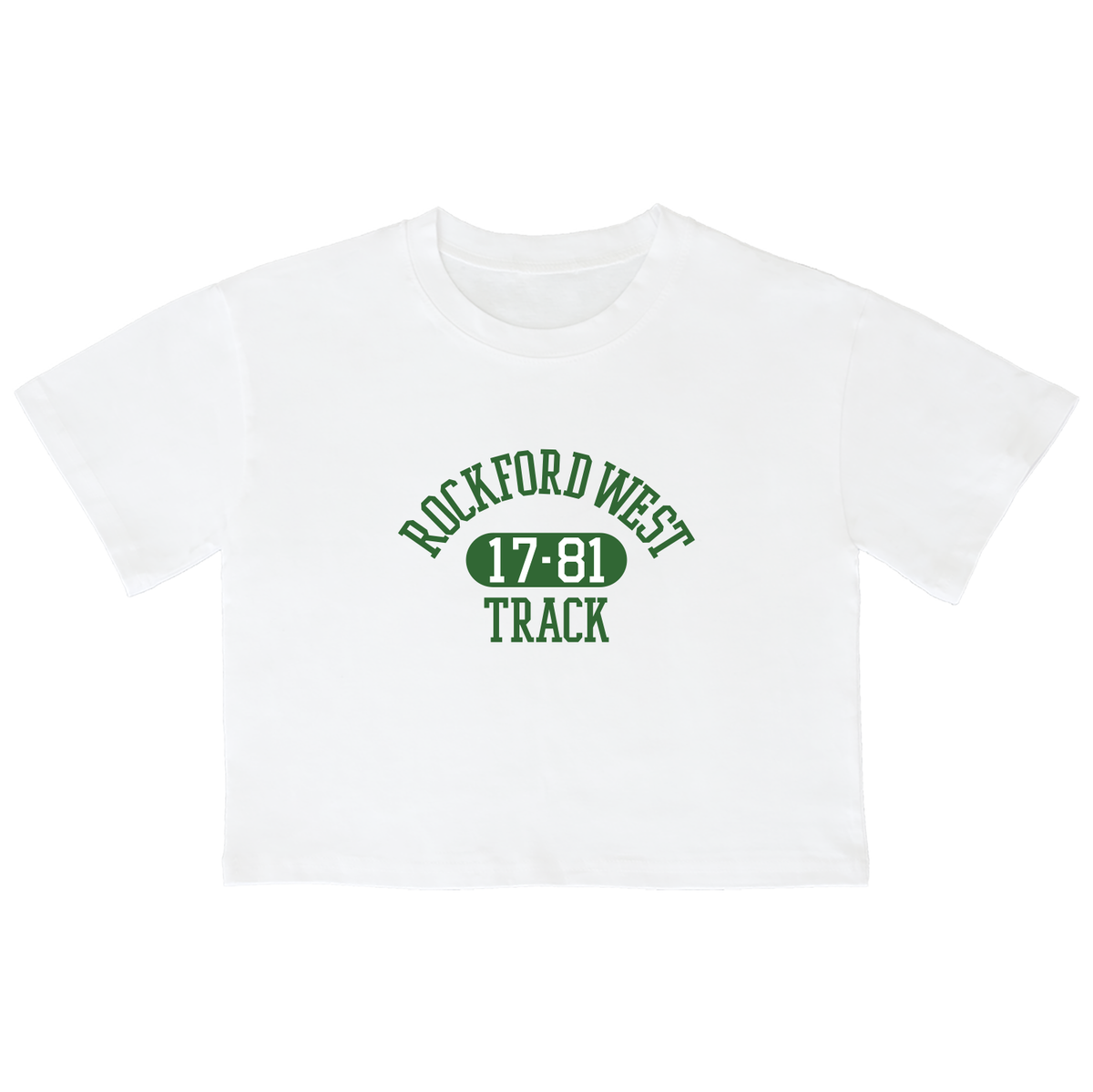 어썸어스(AWESOMEUS) (23SS)ROCKFORD WEST GREEN 크롭 반팔 티셔츠 화이트