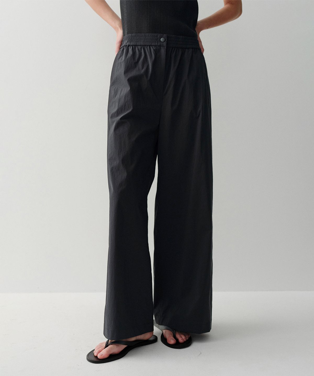 이아(EAAH) WIDE BANDING PANTS (BLACK)