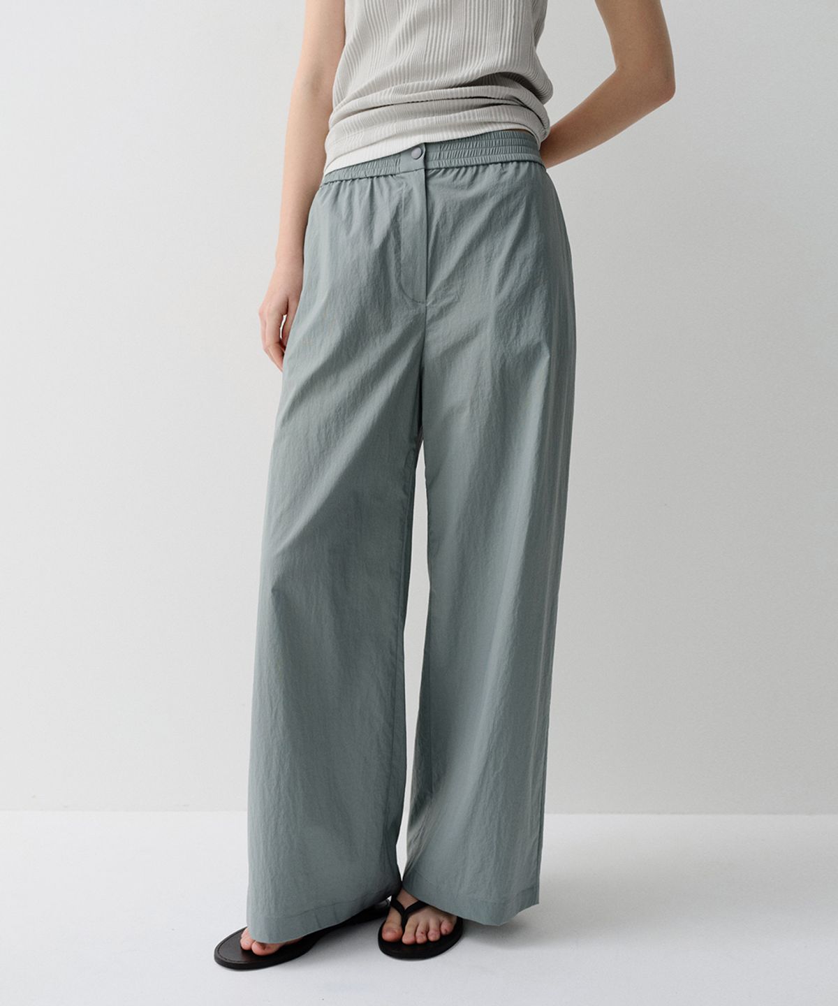 이아(EAAH) WIDE BANDING PANTS (GREYBLUE)