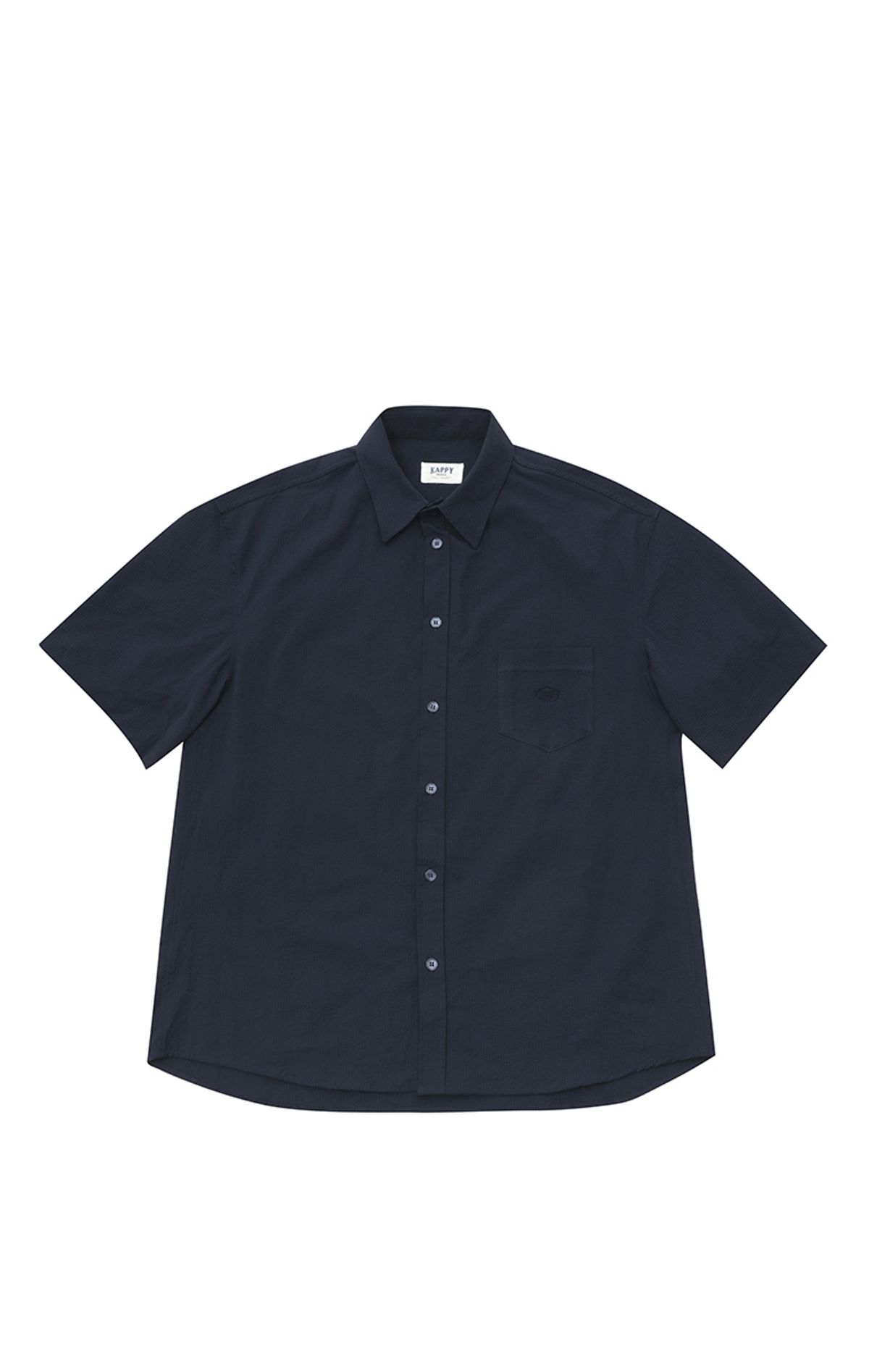 캐피디자인(KAPPY DESIGN) 릴렉스 시어서커 하프 셔츠 (네이비)