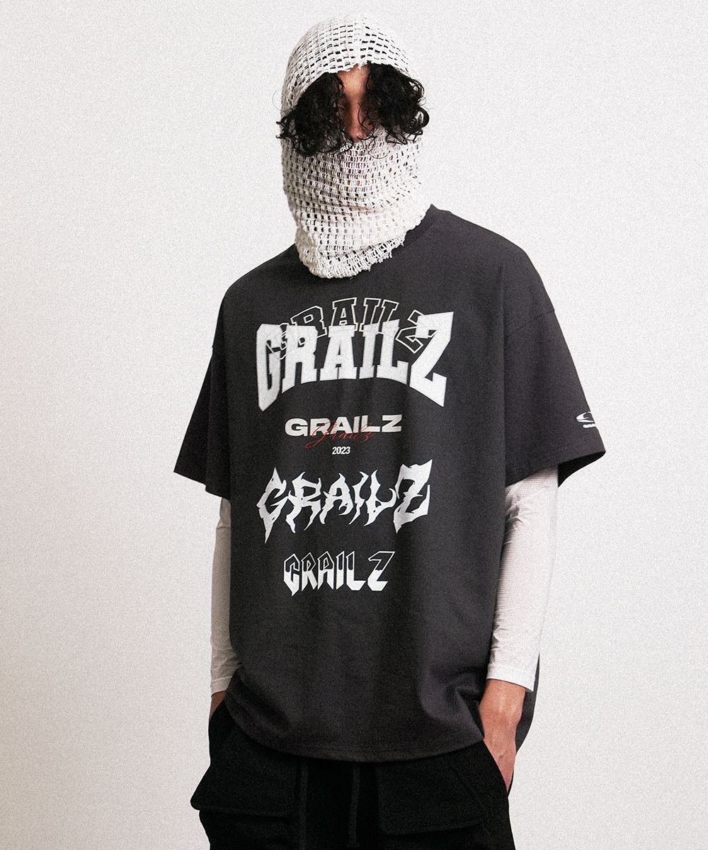 ★GRAILZ★ MULTI LOGO TSHIRTS CHARCOAL GRAILZ Multi Logo T-shirts - Charcoal | International Store
