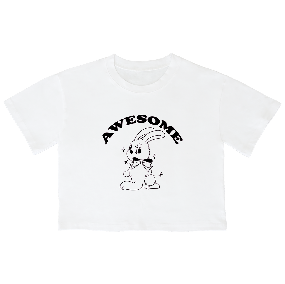 어썸어스(AWESOMEUS) (23SS)AWESOME RABBIT BLACK 크롭 반팔 티셔츠 화이트