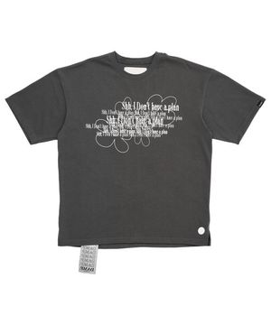 플라워 오버사이즈 반팔티_차콜