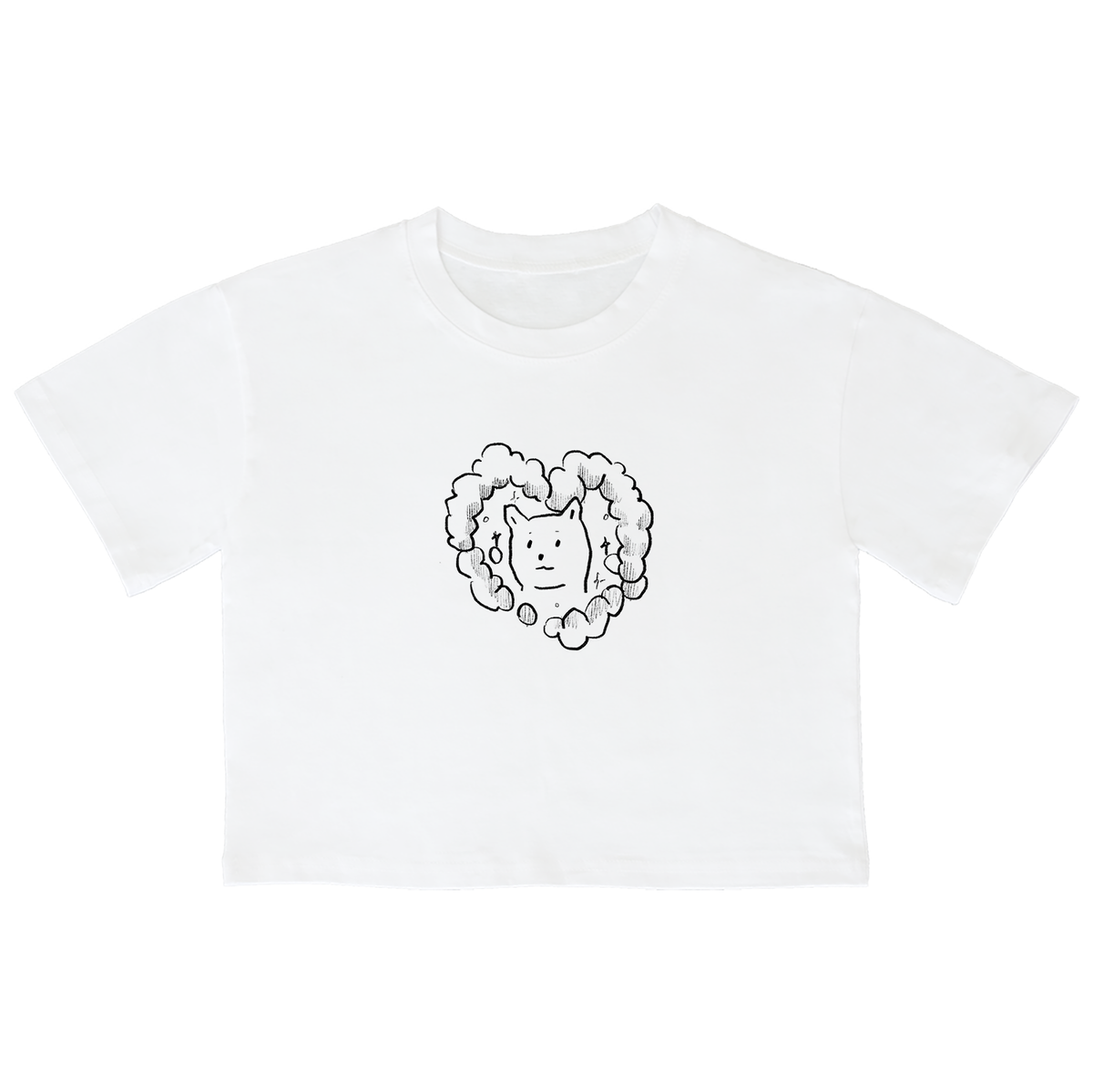 어썸어스(AWESOMEUS) (23SS)HEART DOG 크롭 반팔 티셔츠 화이트