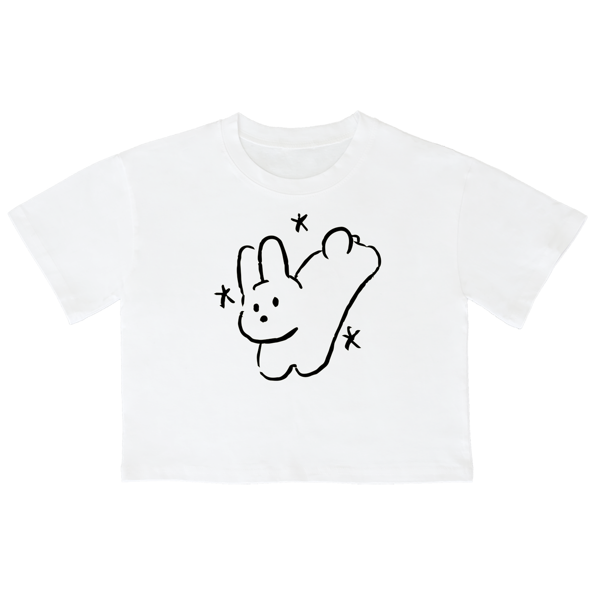 어썸어스(AWESOMEUS) (23SS)RUNNING RABBIT 크롭 반팔 티셔츠 화이트