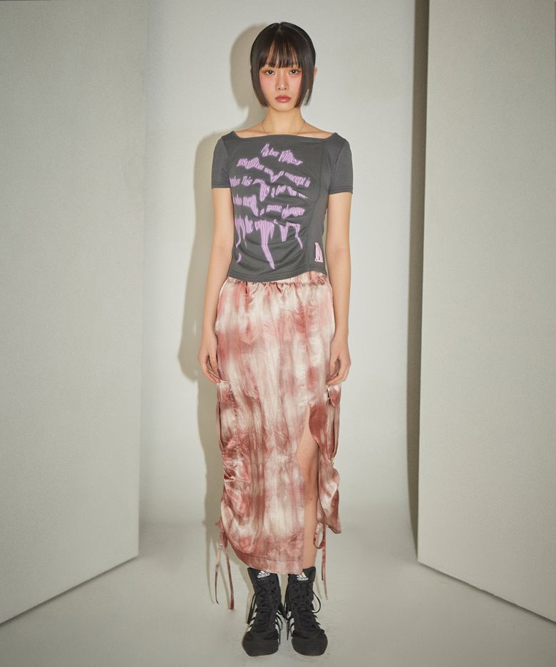 Glossy Cargo Skirt (Pink)