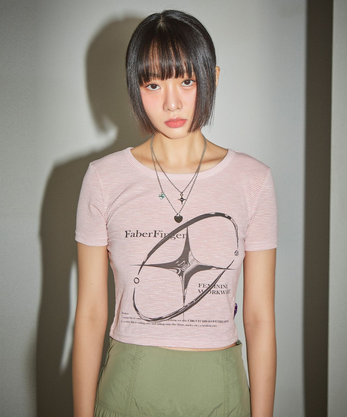 파베르핑거(FABER FINGER) Signature Glitter Printing  T-shirt (Pink)