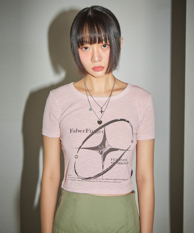Signature Glitter Printing  T-shirt (Pink)