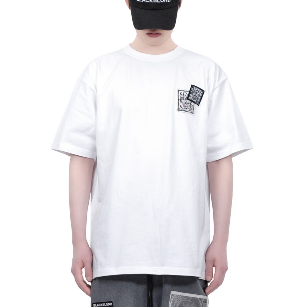◆BLACKBLOND◆ Vivid Disorder Patch T-Shirt White MUSINSA | BLACKBLOND Vivid Disorder Patch T-Shirt (White)