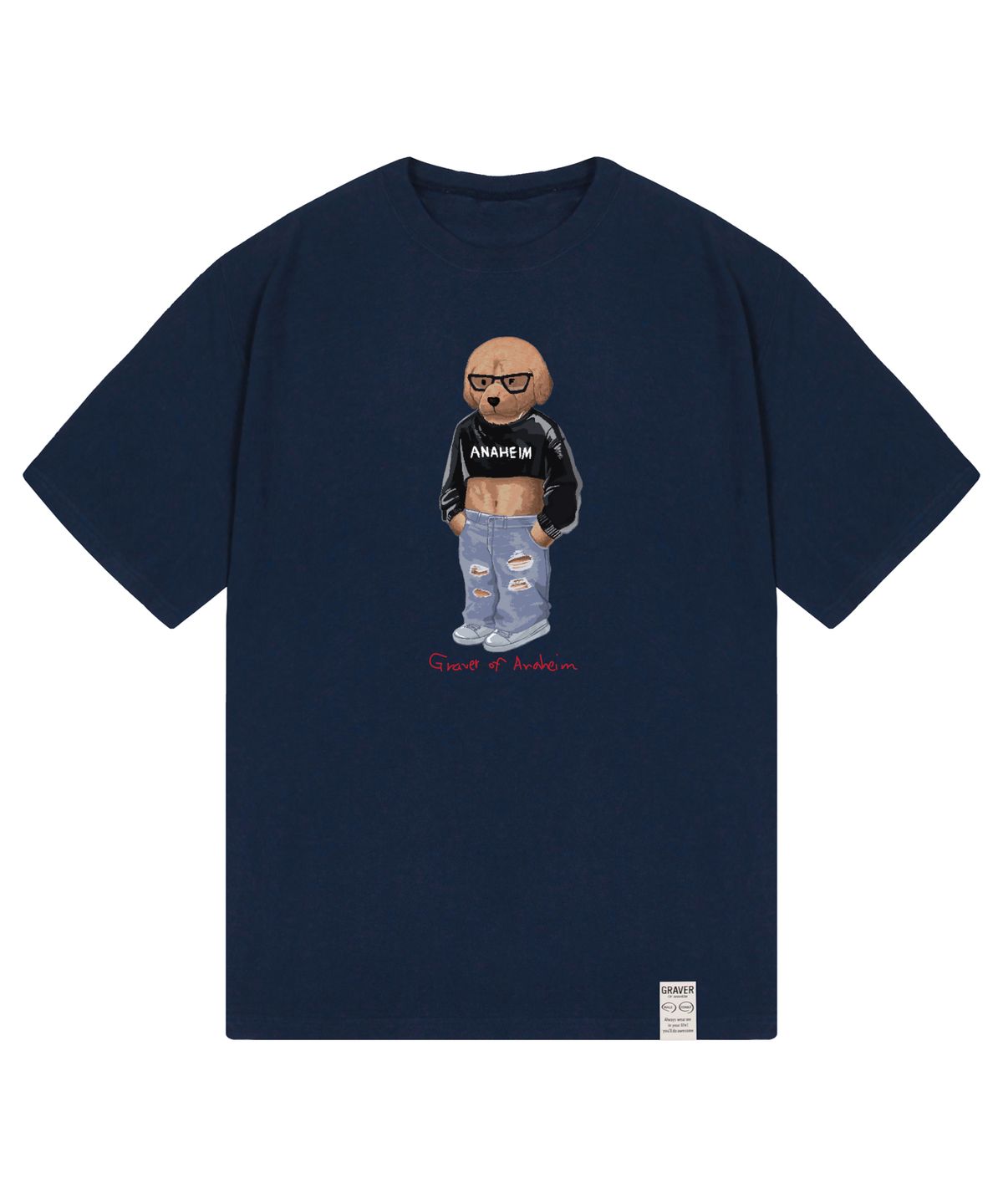 그레이버(GRAVER) [UNISEX]크롭 도그 스트리버 반팔티_네이비