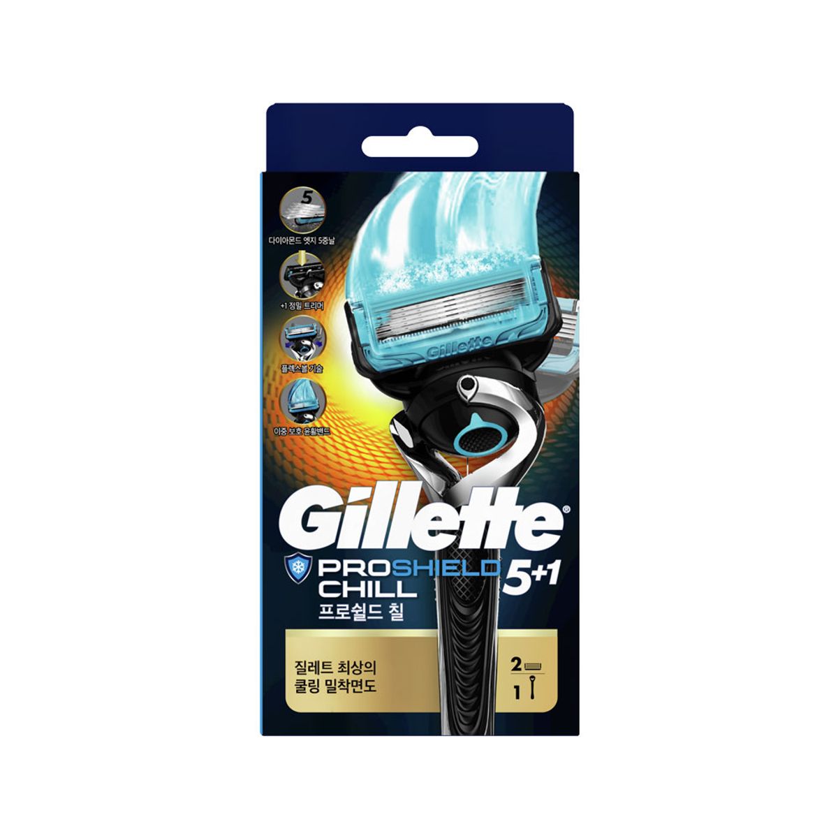 질레트(GILLETTE) 프로쉴드 칠 매뉴얼 면도기 햅들 1입 + 면도날 2입